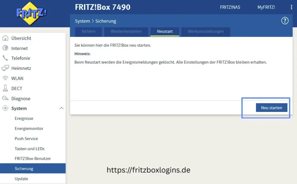 fritzbox wlan neustarten
